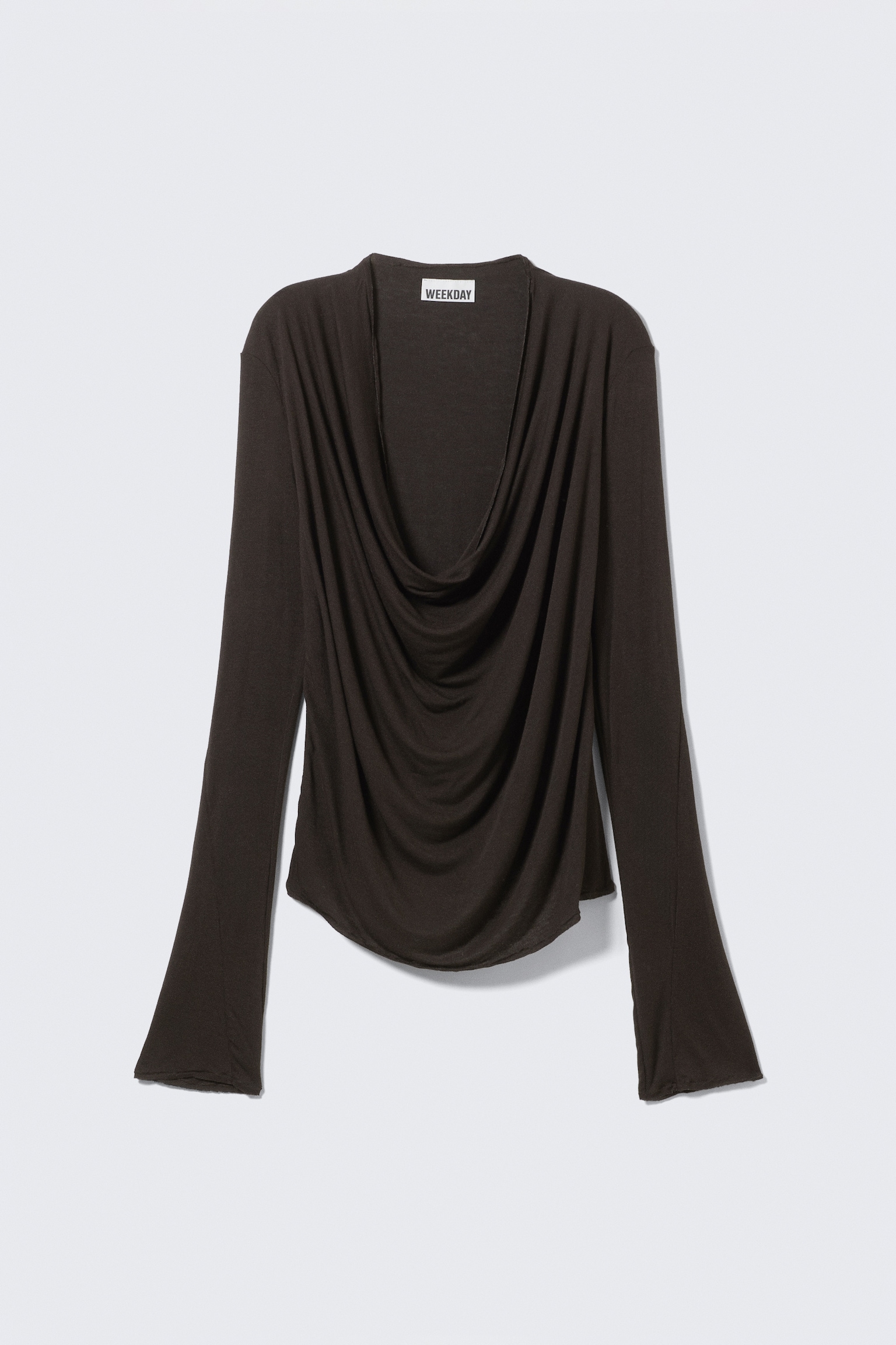 Draped Long-Sleeved Top - Dark Brown