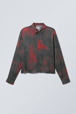 Black + Red Stains - Relaxed Boxy Printed Shirt - 0