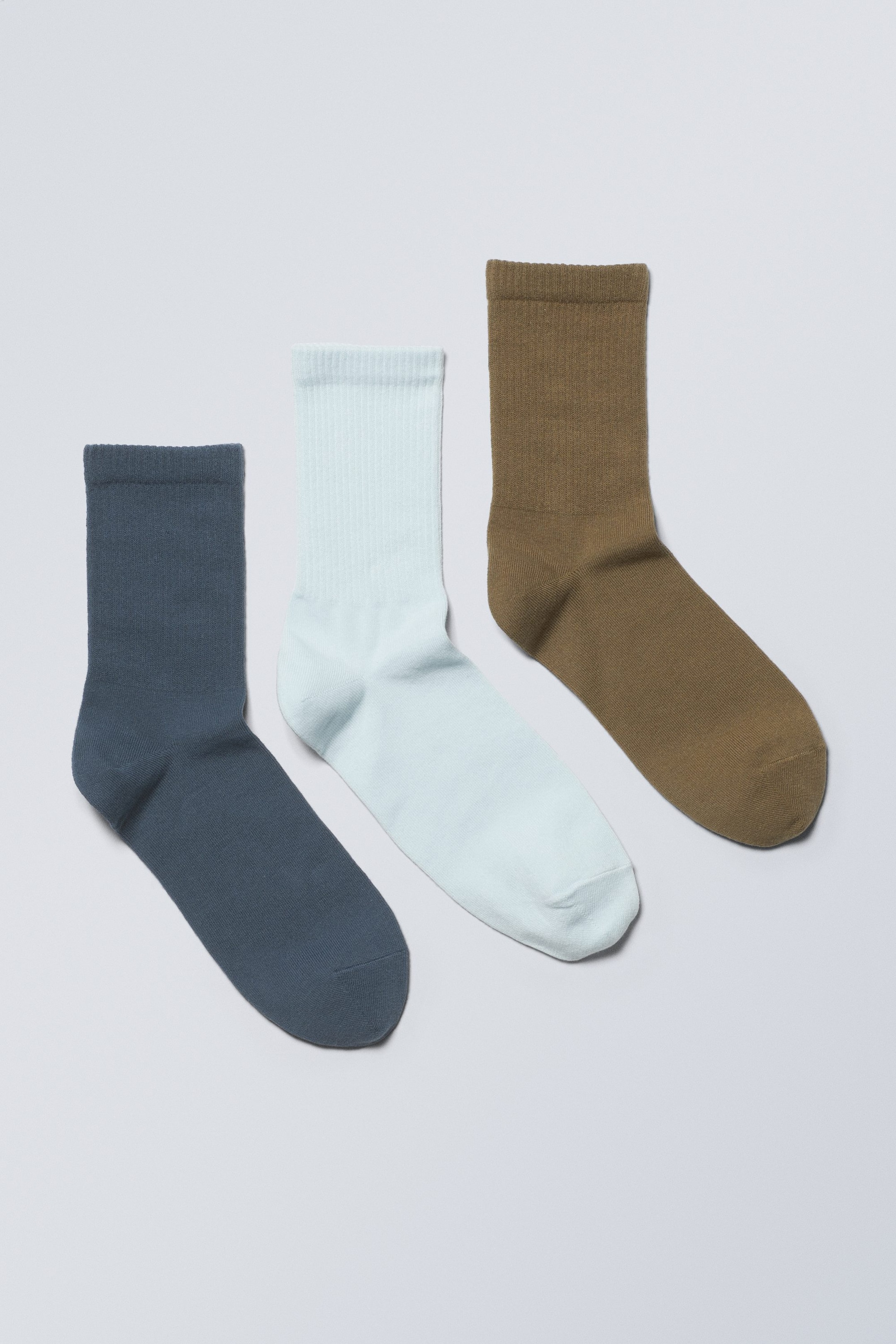 Blauw, lichtblauw, kaki - 3-pack sportsokken - 0