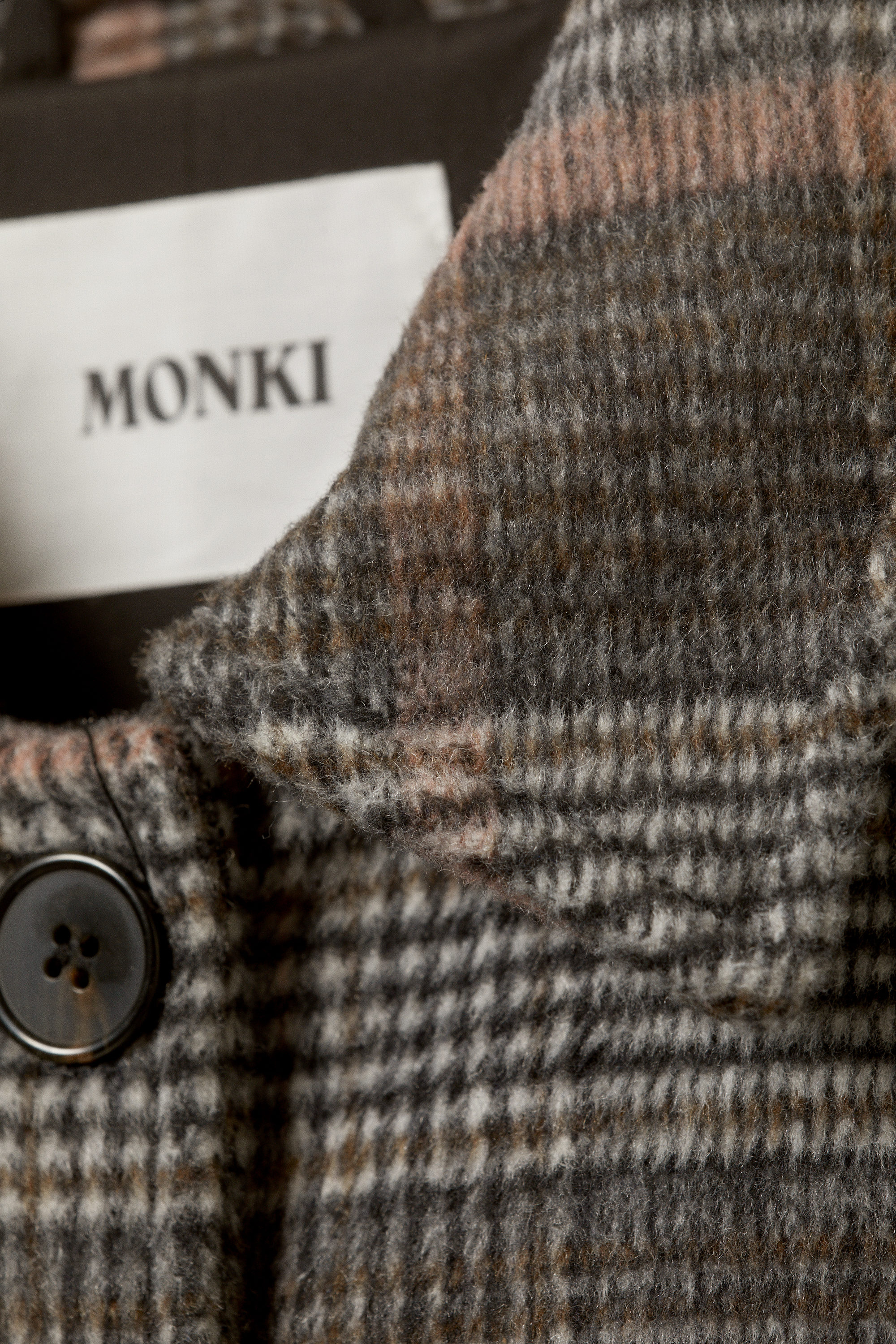 Staubiges Graubraun kariert - Knielanger einreihiger Mantel - 5