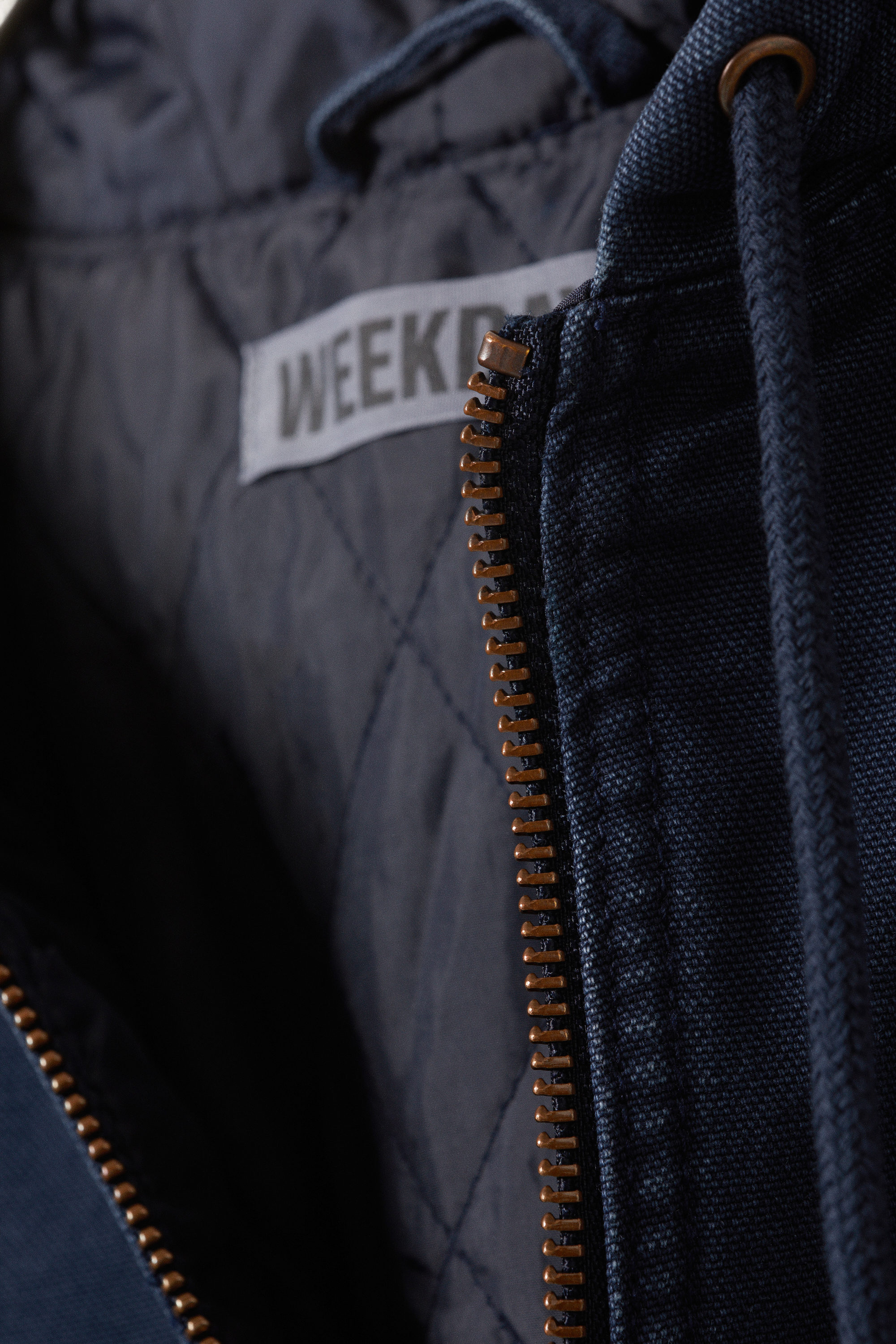 Washed Navy Blue - Relaxed Hooded Bomber Jacket - 6