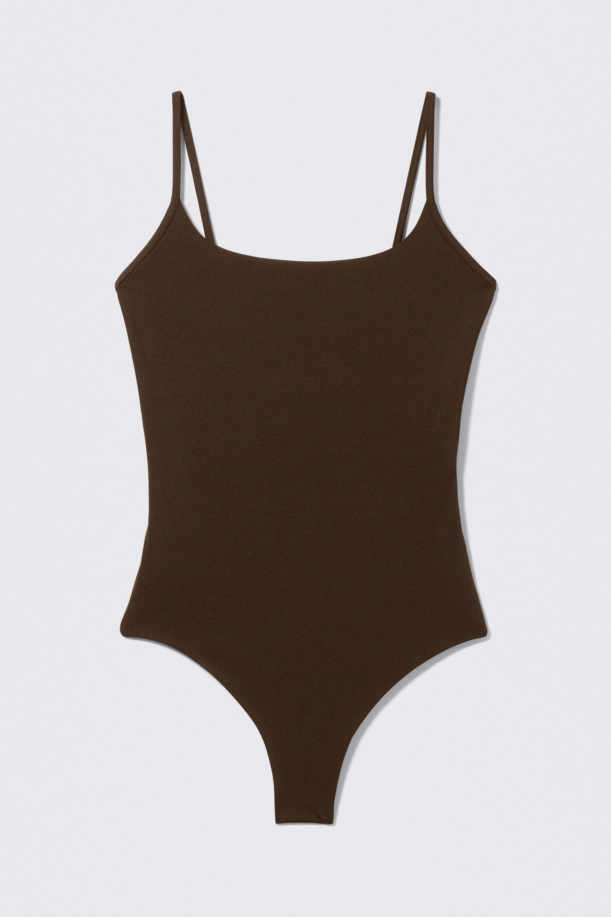 Dark Brown - Square-Neck Swimsuit - 1