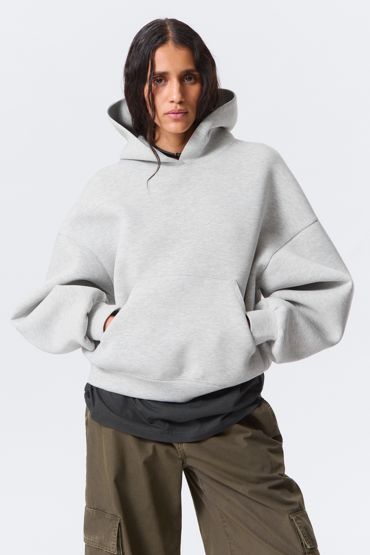 Sweat à capuche scuba oversize - Gris clair - FEMME | H&M FR