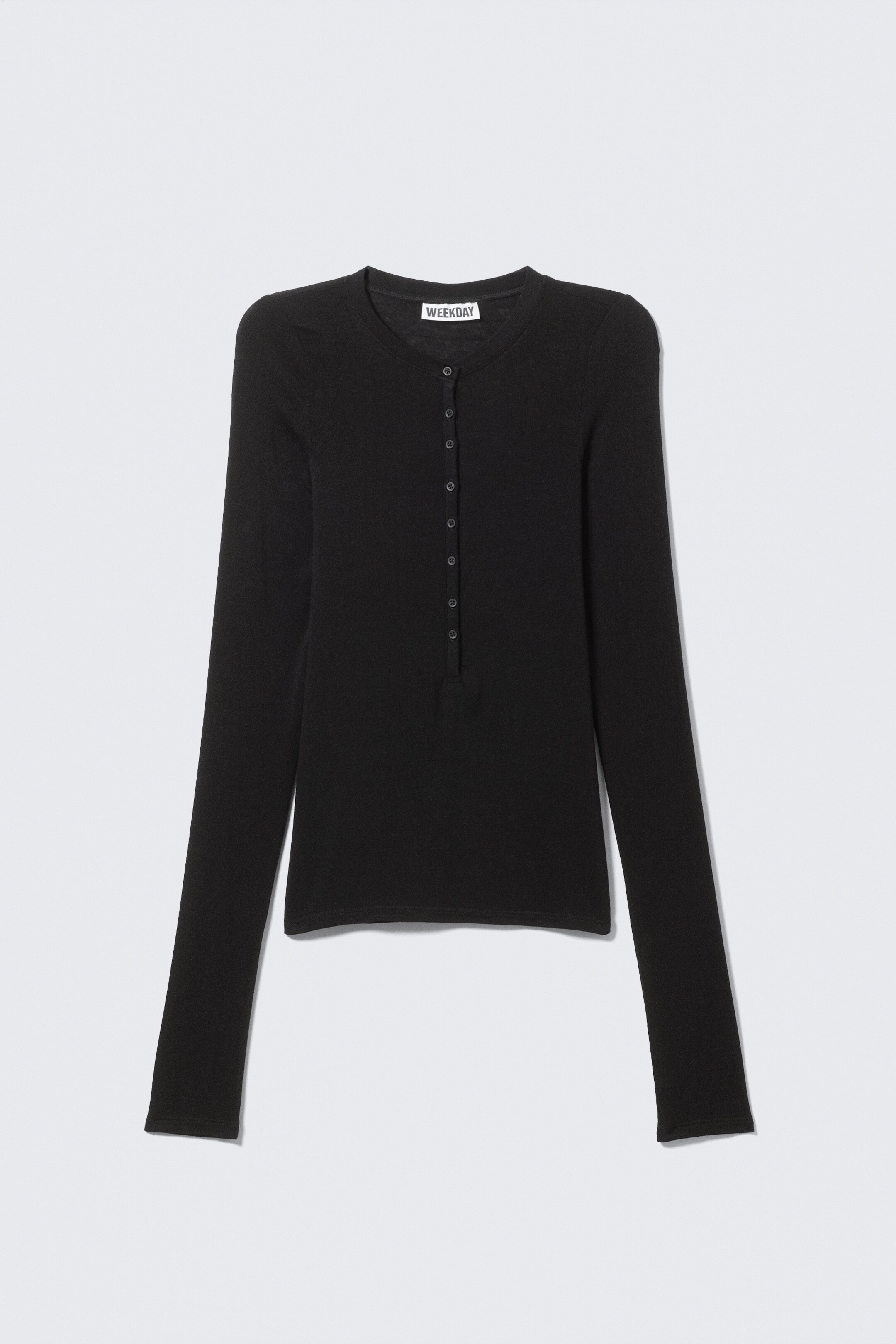 View larger image: Slim Long-Sleeved Henley Top - Black - Ladies | H&M GB 4