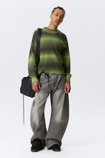 Green Space-Dye - Relaxed Space-Dyed Knitted Cotton Sweater - 1