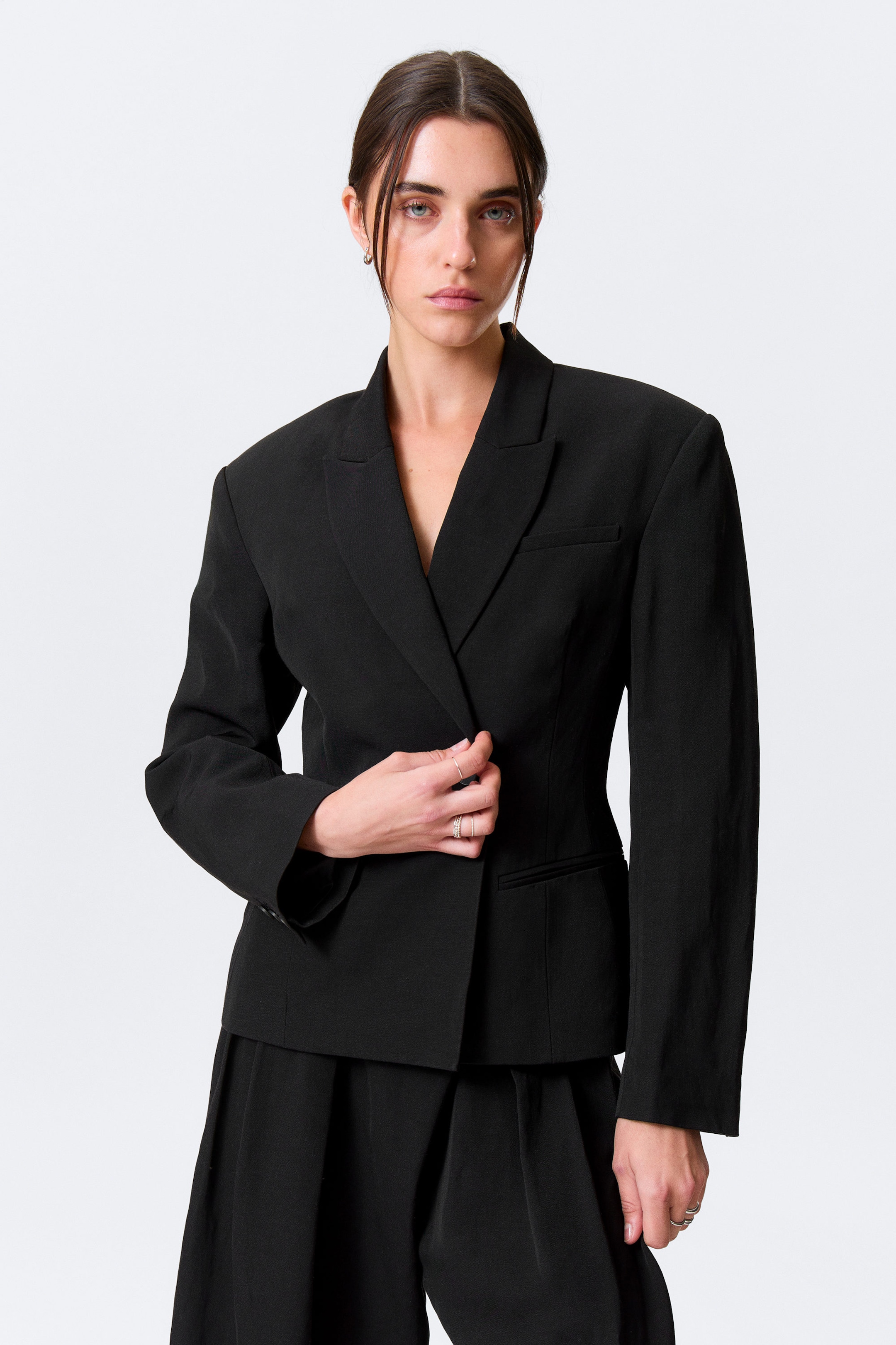 Black - Waisted Linen-Blend Blazer - 3