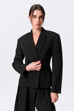 Black - Waisted Linen-Blend Blazer - 3