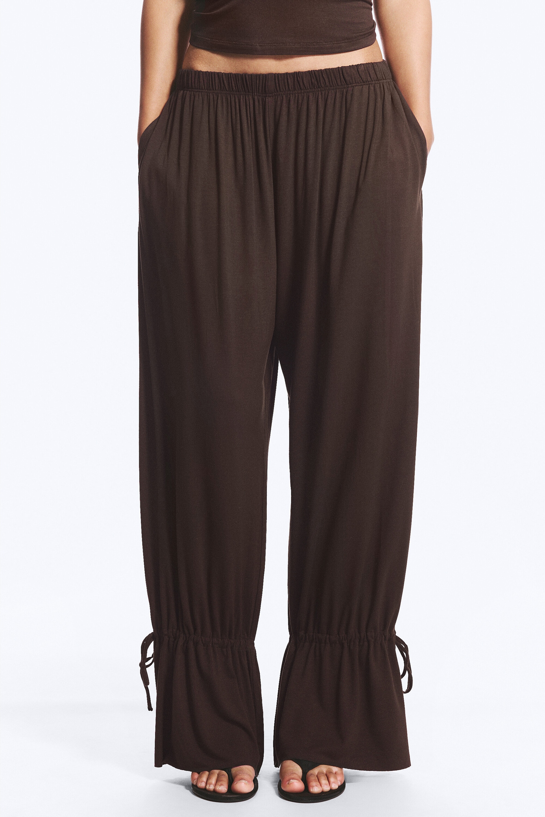 Dark Brown - Jersey Balloon Trousers - 3