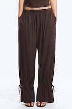 Dark Brown - Jersey Balloon Trousers - 3