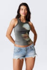 Wrapped Face - Ribbed Printed Tank Top - 0