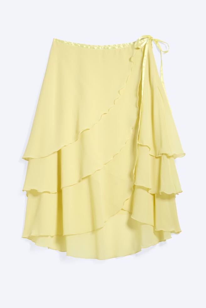 Falda cruzada hasta la rodilla - Amarillo claro/Marrón oscuro - 1