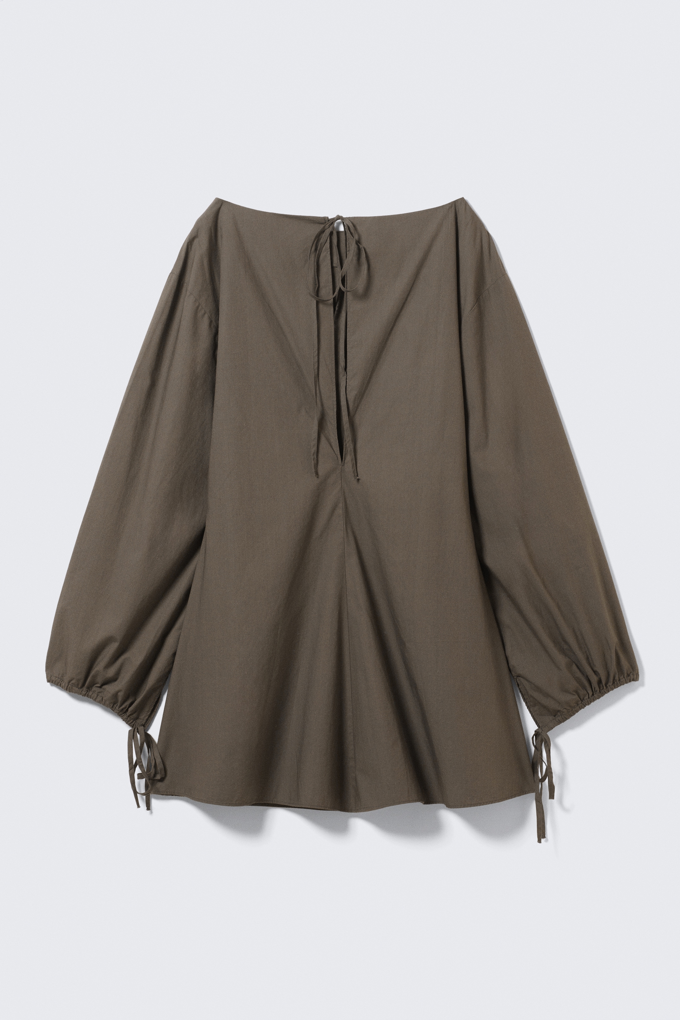 Zobrazit větší obrázek: Cotton Poplin Tie-Detail Mini Dress - Dark Mole - ŽENY | H&M CZ 2