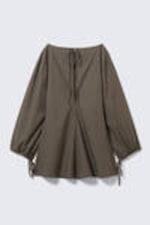 Dark Mole - Cotton Poplin Tie-Detail Mini Dress - 5