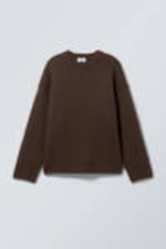 Dark Brown - Teo Oversized Wool Blend Knit Sweater - 0