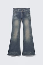 Steel Blue - Mellanblå - Flare Low Waist Flared Skinny Jeans - 4