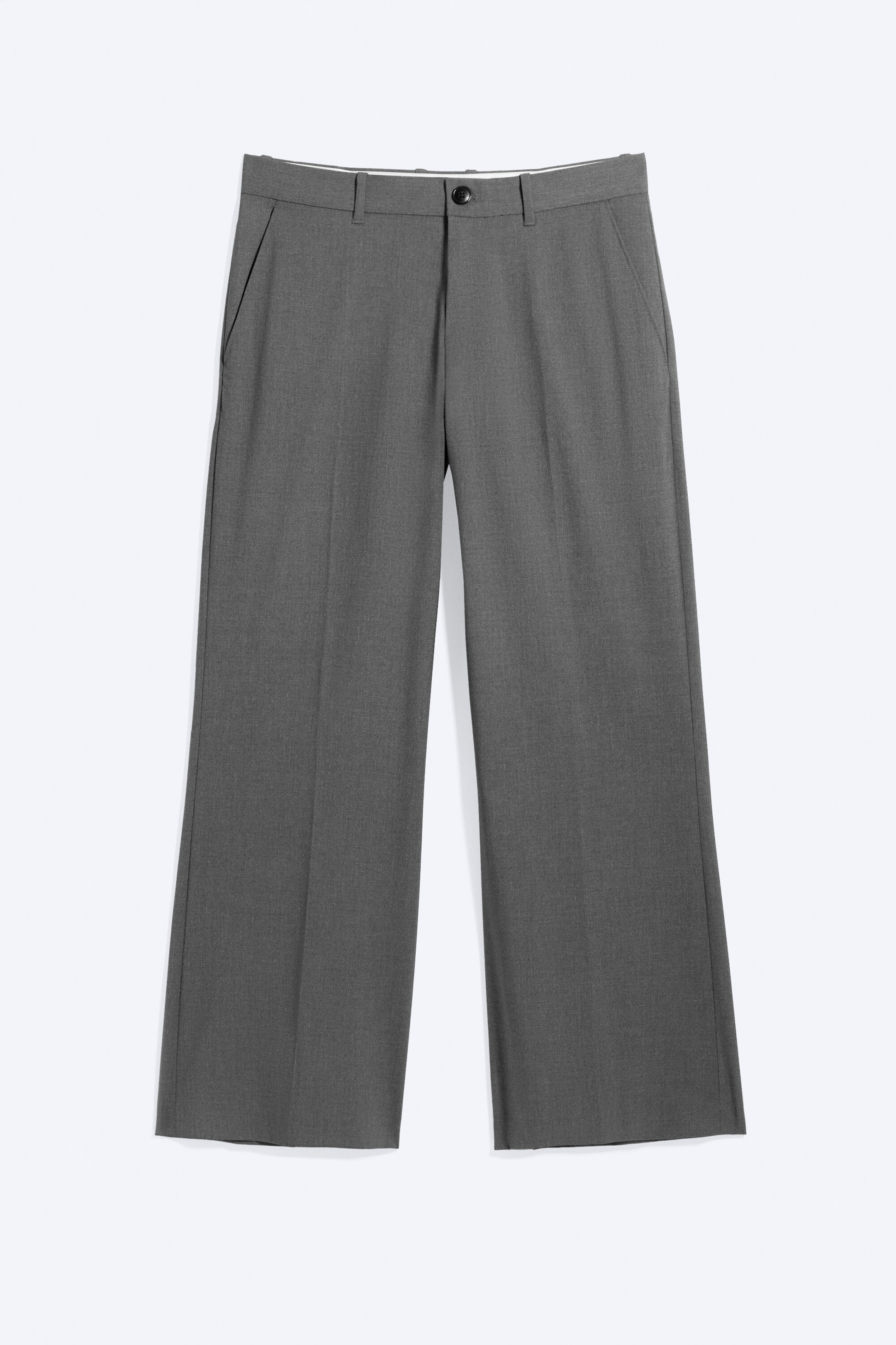 Grey Melange - Moe Relaxed Low Rise Bootcut Leg Suiting Trousers - 1