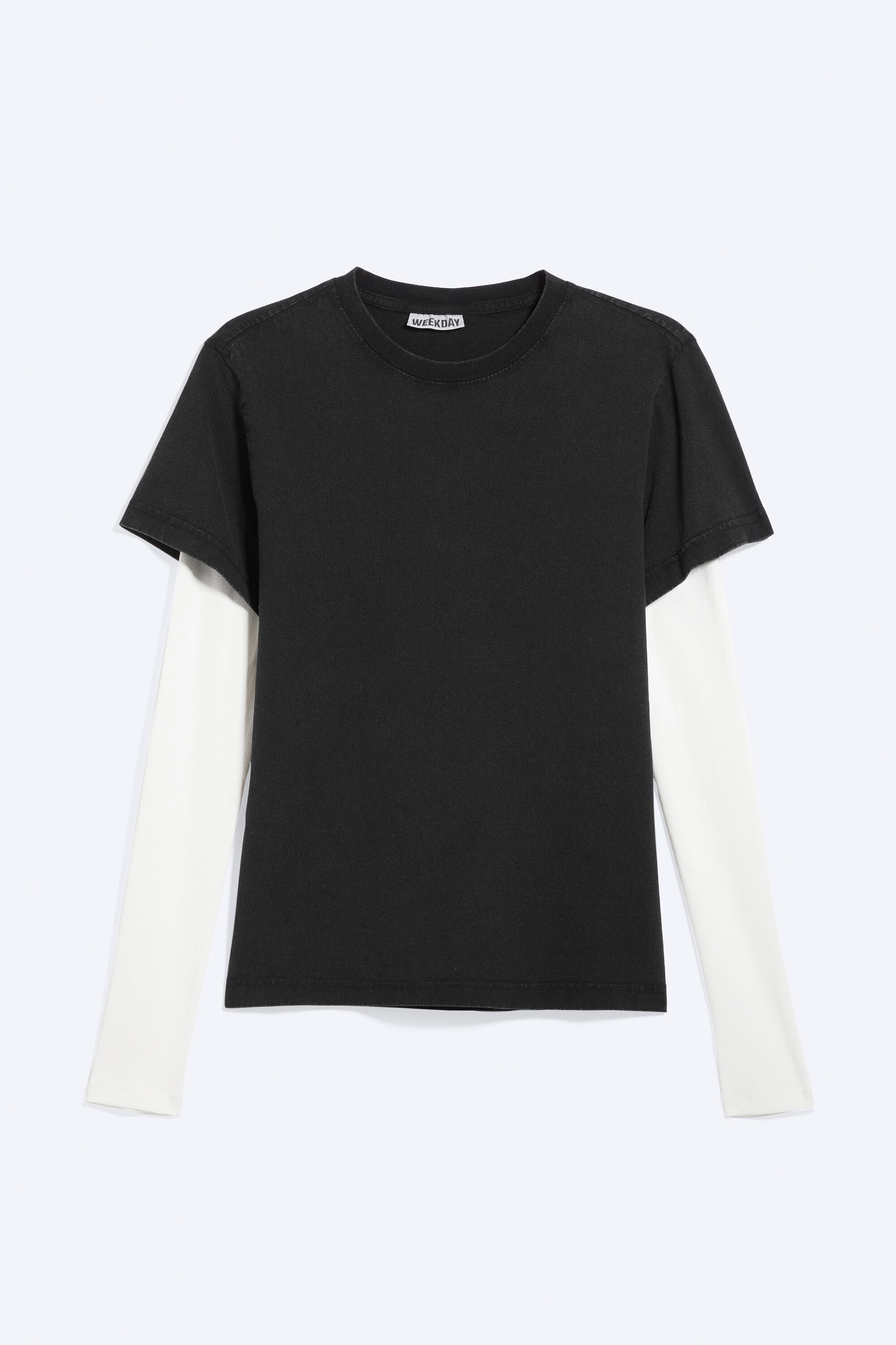 shrunken double layered t-shirt - Black & White | Weekday EU