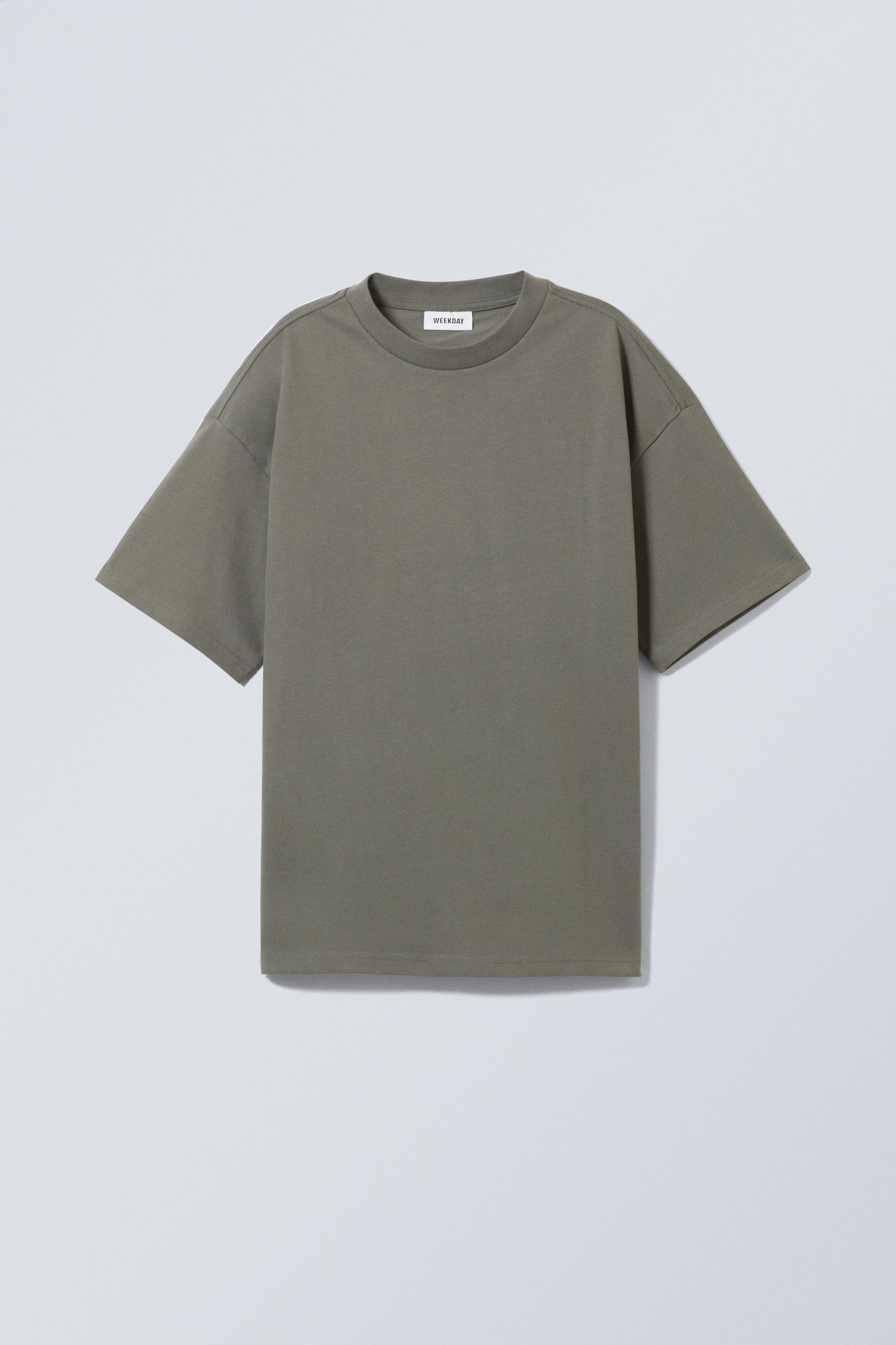 Dunkles, gedecktes Khaki - Kastiges T-Shirt - 0
