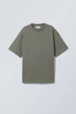 Dunkles, gedecktes Khaki - Kastiges T-Shirt - 0