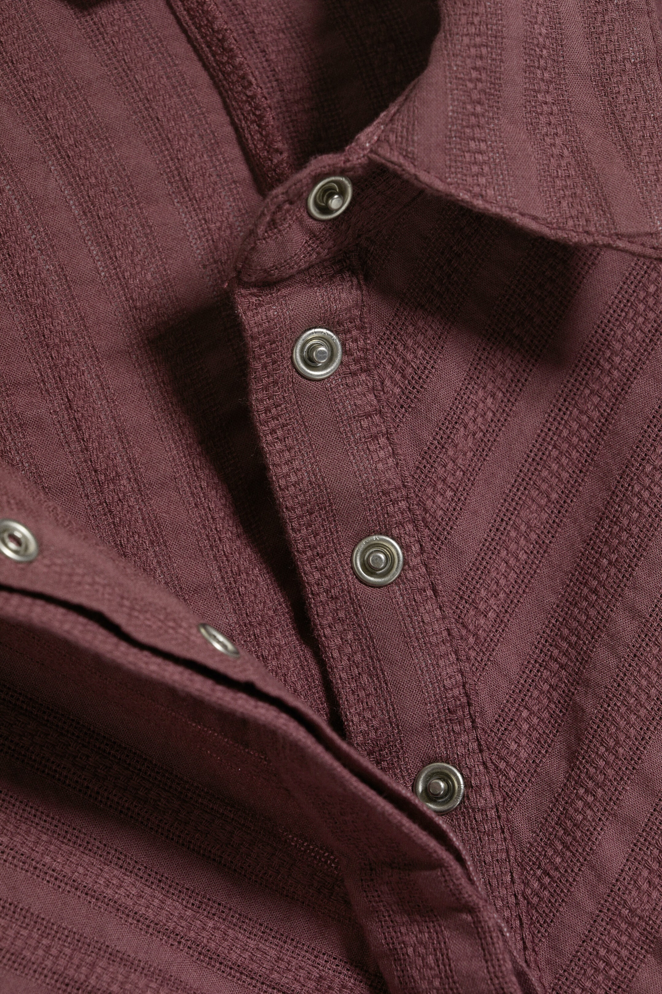 Striped Dark Purple - Tie‑Detail Cotton Shirt - 5