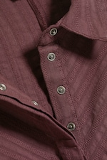 Striped Dark Purple - Tie‑Detail Cotton Shirt - 5