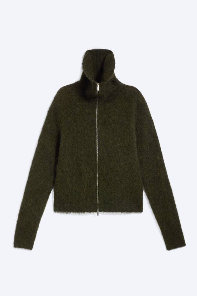 Cárdigan de mezcla de mohair con cremallera - Verde oscuro/Azul oscuro/Gris oscuro jaspeado - 1