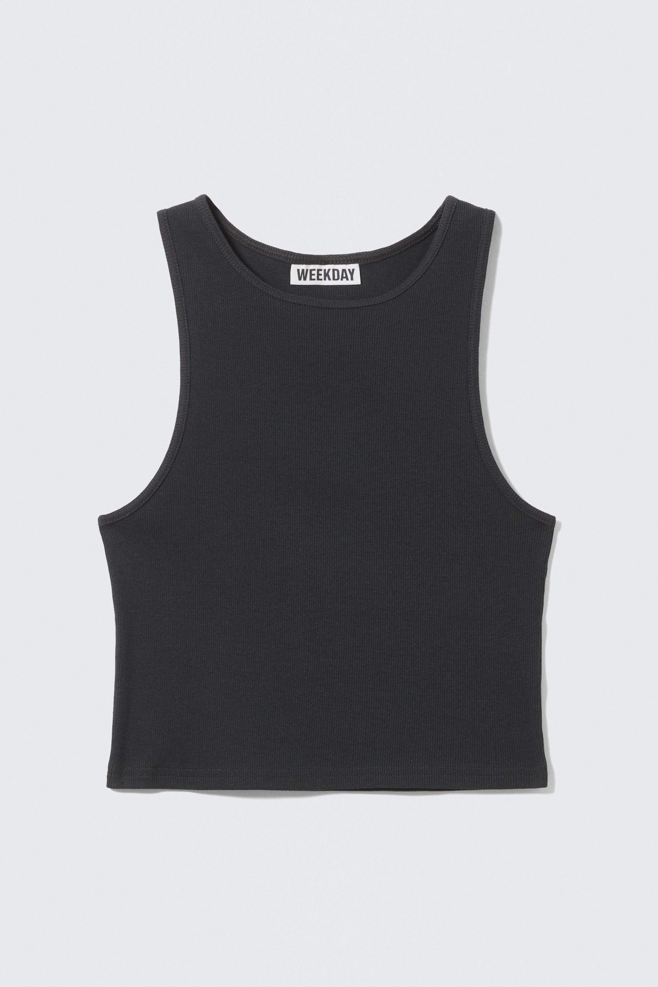 Dark Grey - Cropped Ribbed Cotton Tank - 3