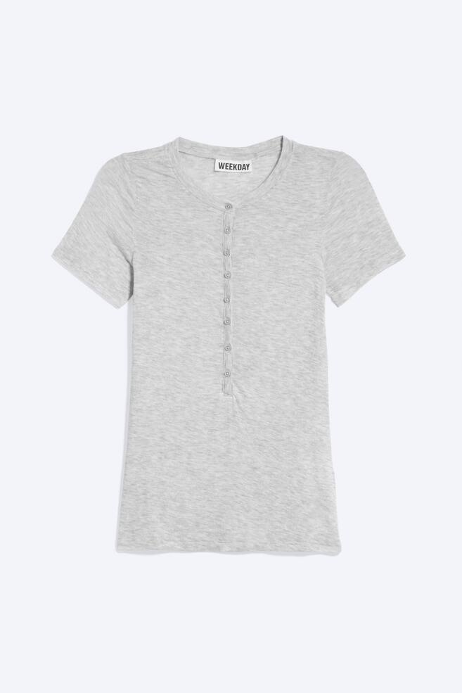 Henley Short-sleeved Top - Light Dusty Grey Melange/White/Black/Dusty Khaki Green - 1
