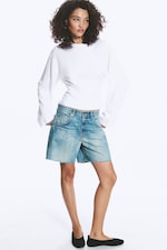 White - Ruched Long-Sleeved T-shirt - 2