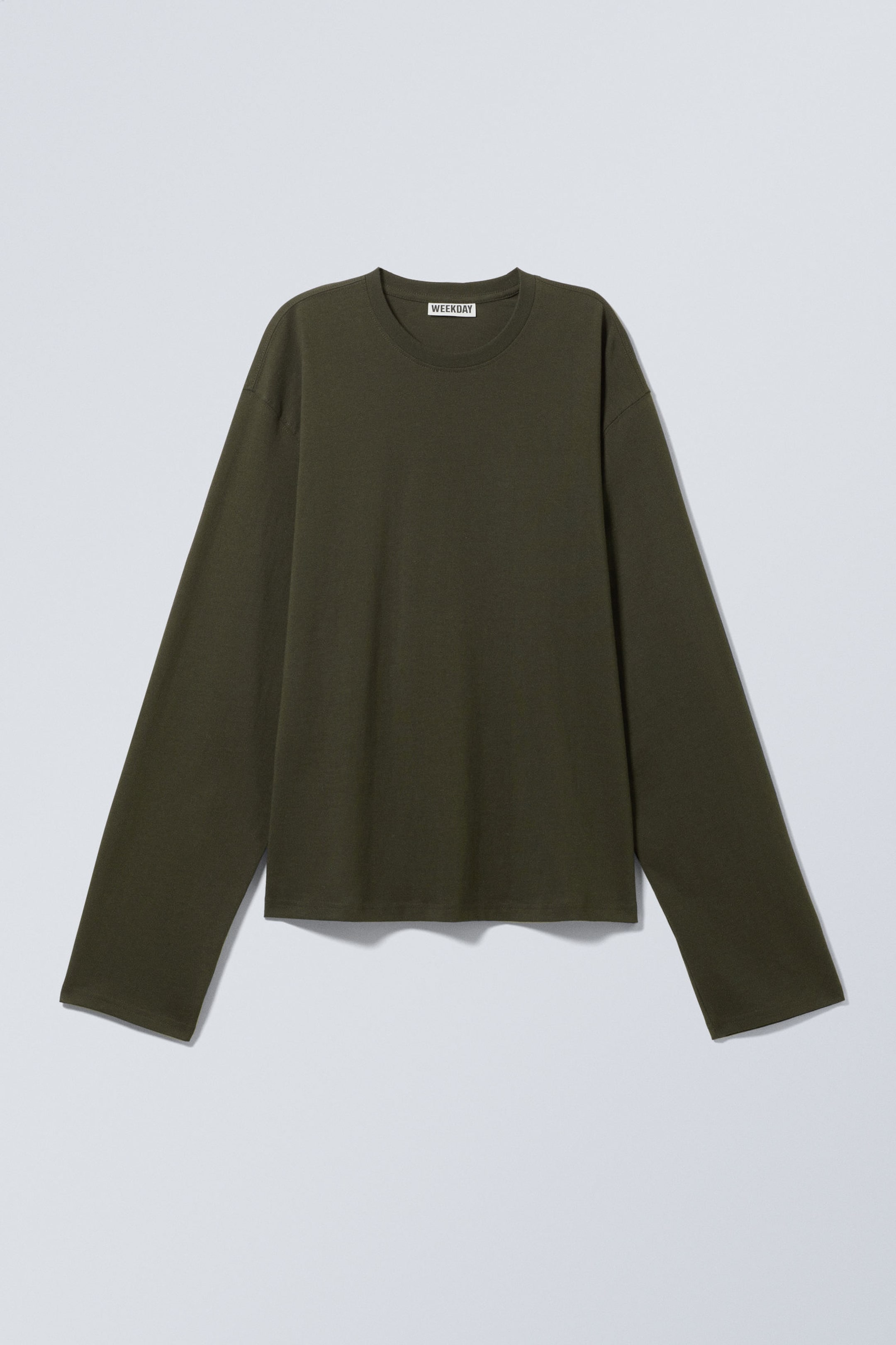 Dunkles Khakigrün - Boxy Longsleeve aus Baumwolle - 3