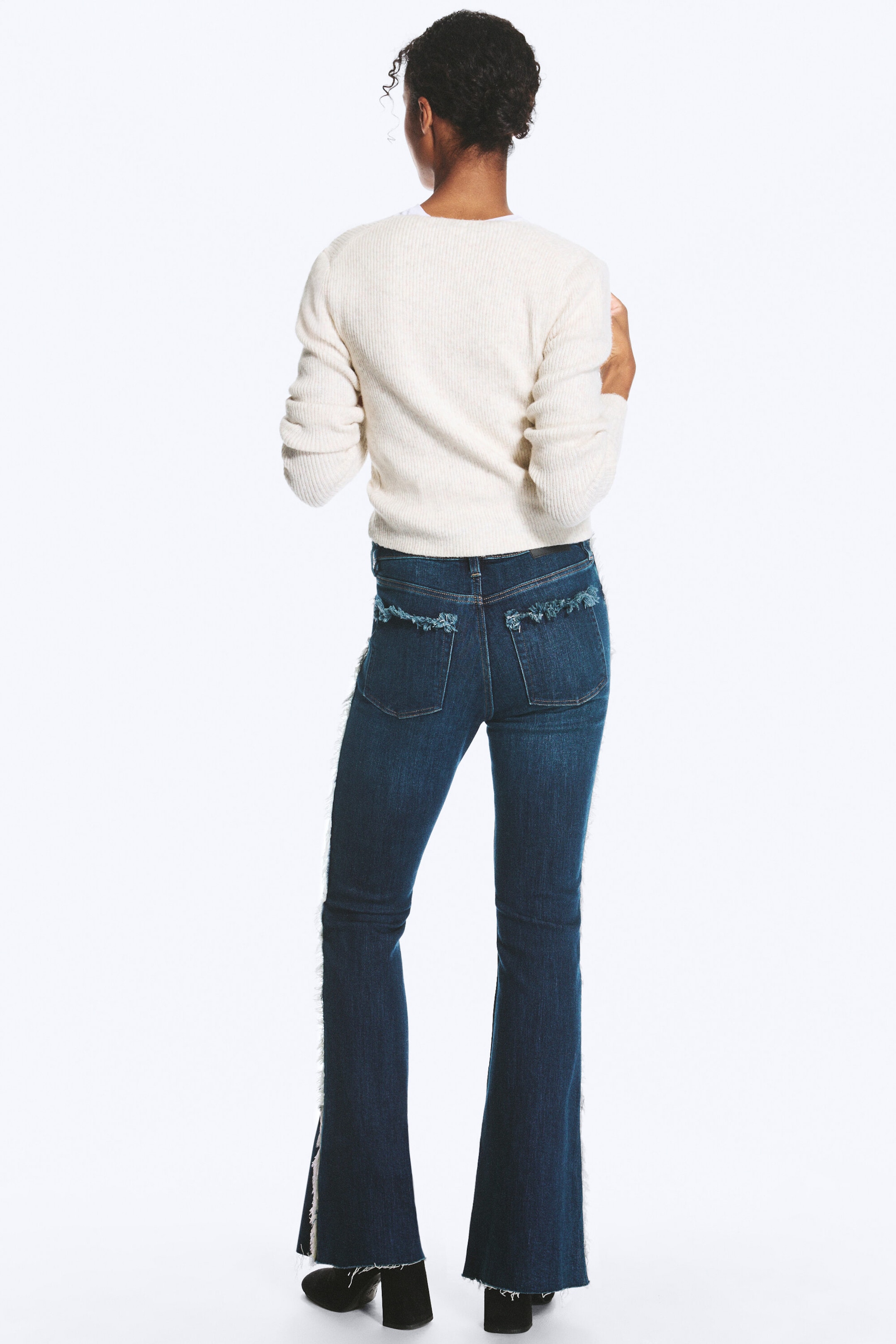 Summit Blue - Mørk blå - Katsumi lavt liv frynset utsvingte jeans - 4