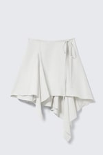 Light Beige - Asymmetric Mid Rise Wrap Midi Skirt - 6