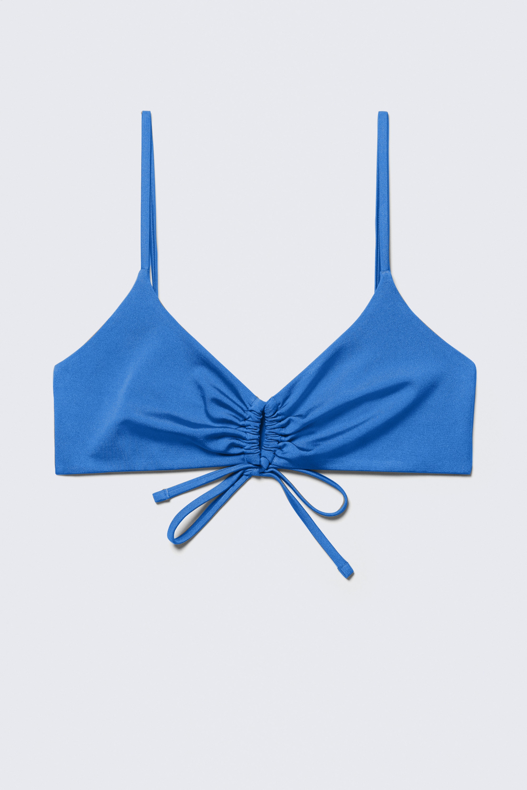 Leuchtendes Blau - Gerafftes Triangel-Bikinioberteil - 1