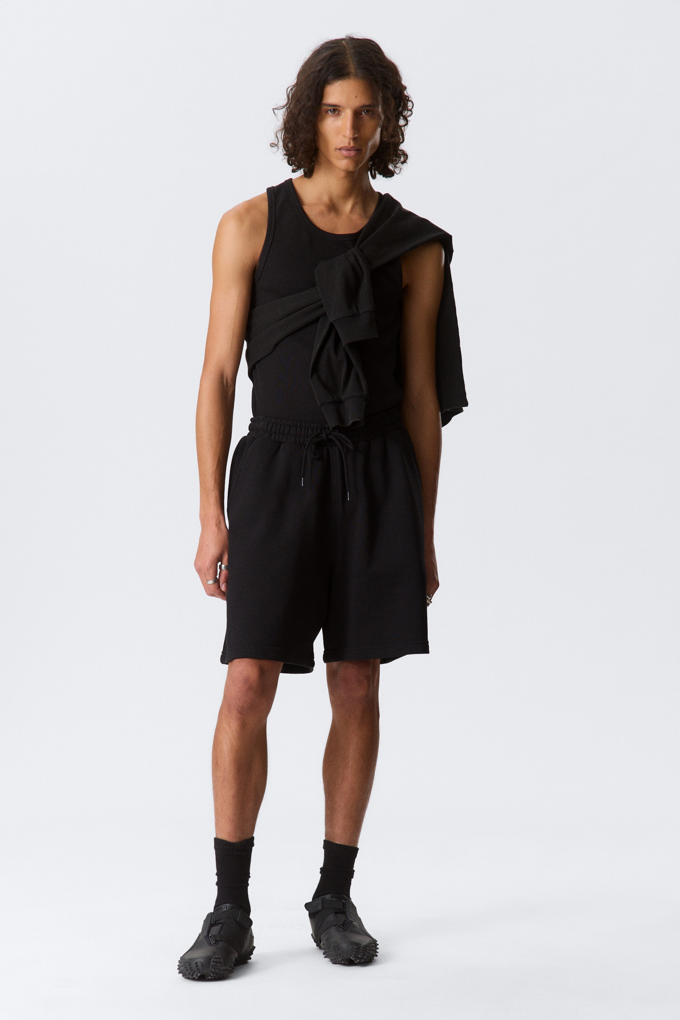 Black - Relaxed Terry Shorts - 1