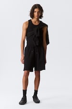 Schwarz - Relaxte Frottee-Shorts - 0