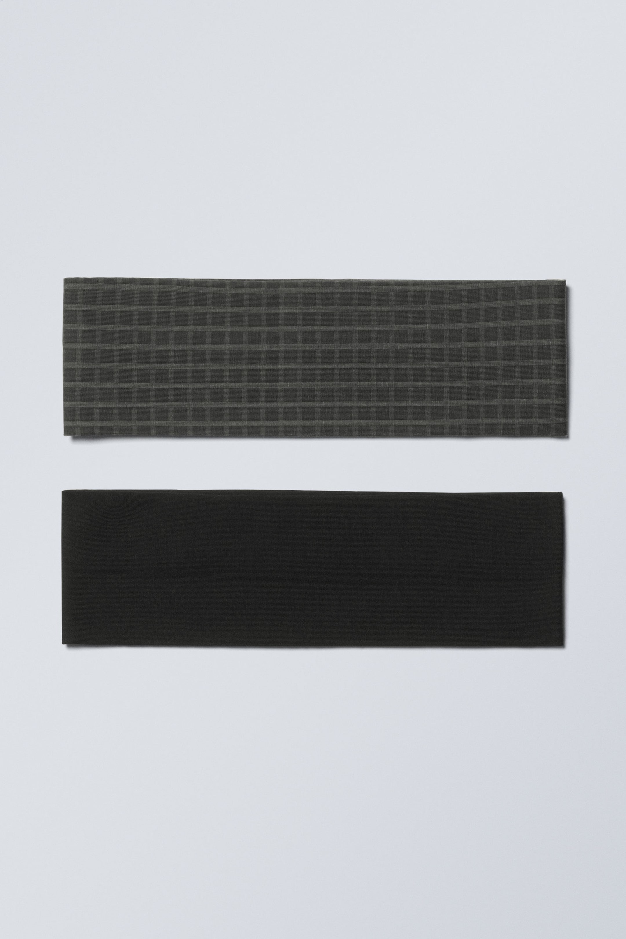 Dark Grey Check & Solid Black - 2-pack Headbands - 0