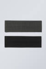 Dark Grey Check & Solid Black - 2-pack Headbands - 0
