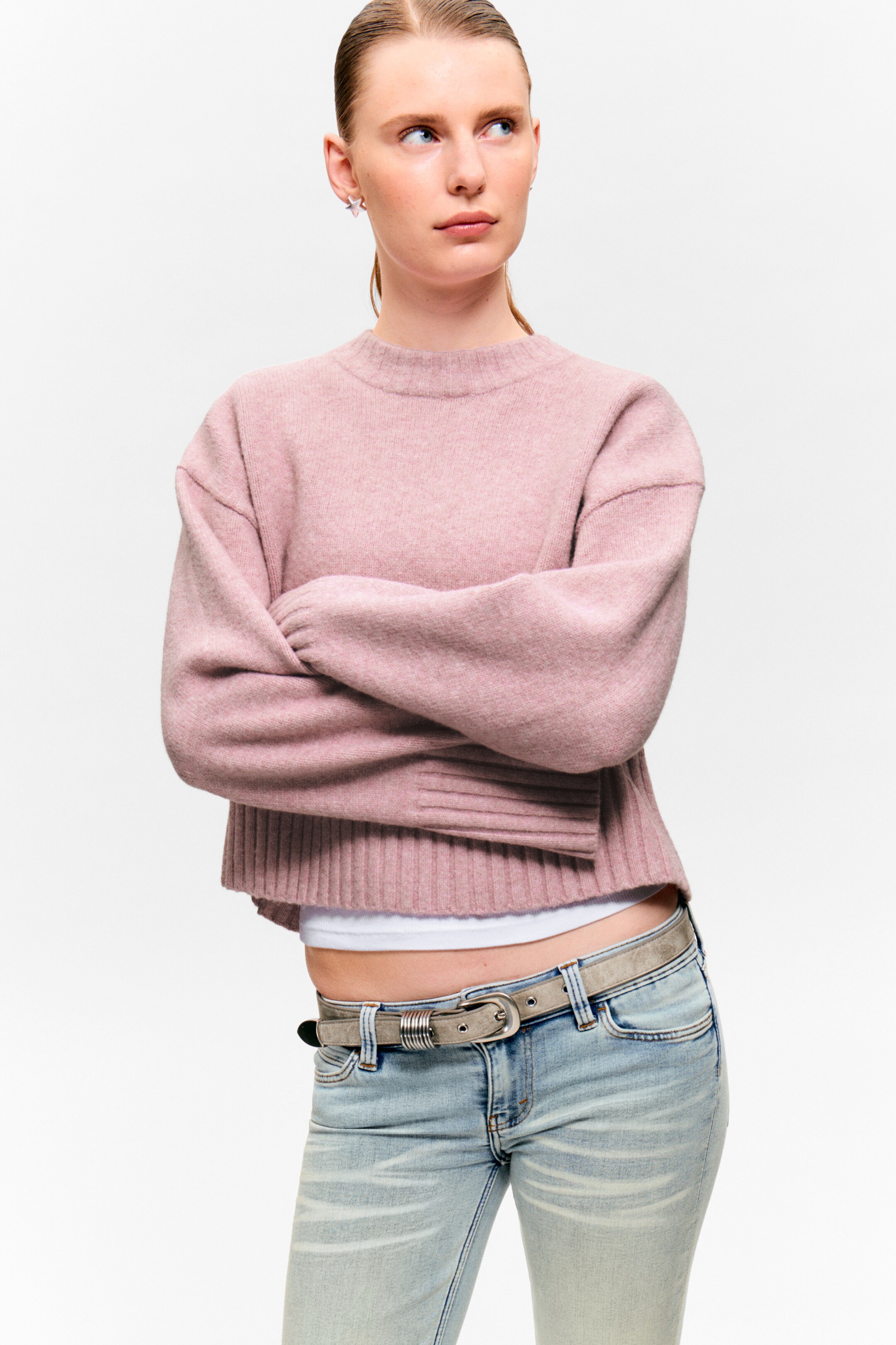 Zobrazit větší obrázek: Pletený oversized svetr - Světle zaprášená růžová - ŽENY | H&M CZ 1