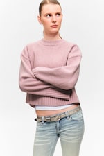 Light Dusty Pink - Knitted Oversized Sweater - 0