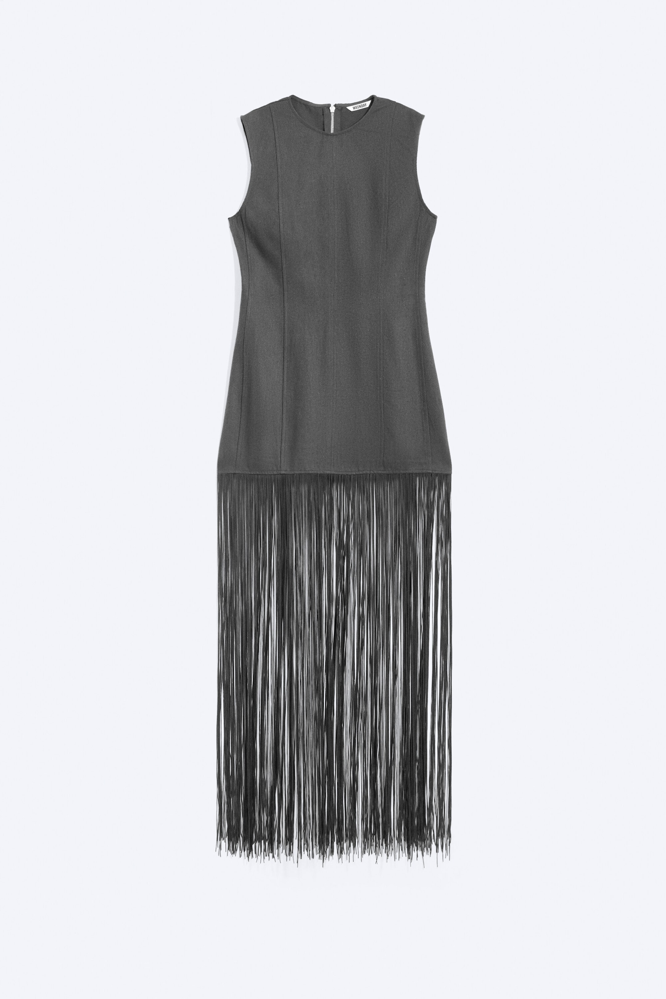 Dark Grey - Fringe Mini Dress - 1