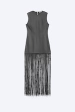 Dark Grey - Fringe Mini Dress - 0