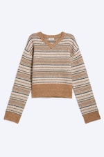Dusty Orange Jacquard - Jacquard V-neck sweater - 4