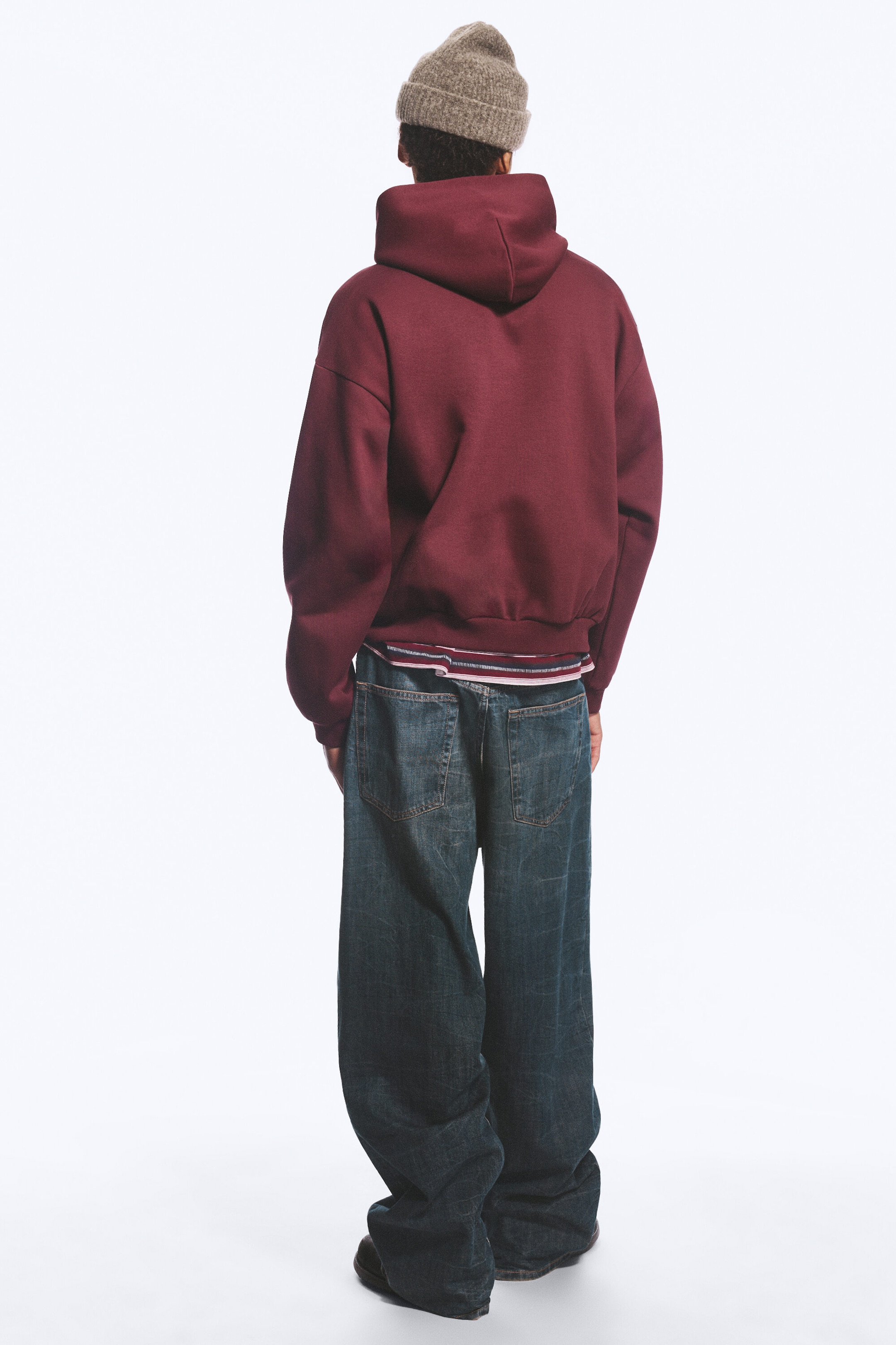 Burgundy - Loose Fit Hoodie - 4