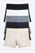 Blå + Vit + Svart + Beige - 5-pack boxer briefs i bomull - 0