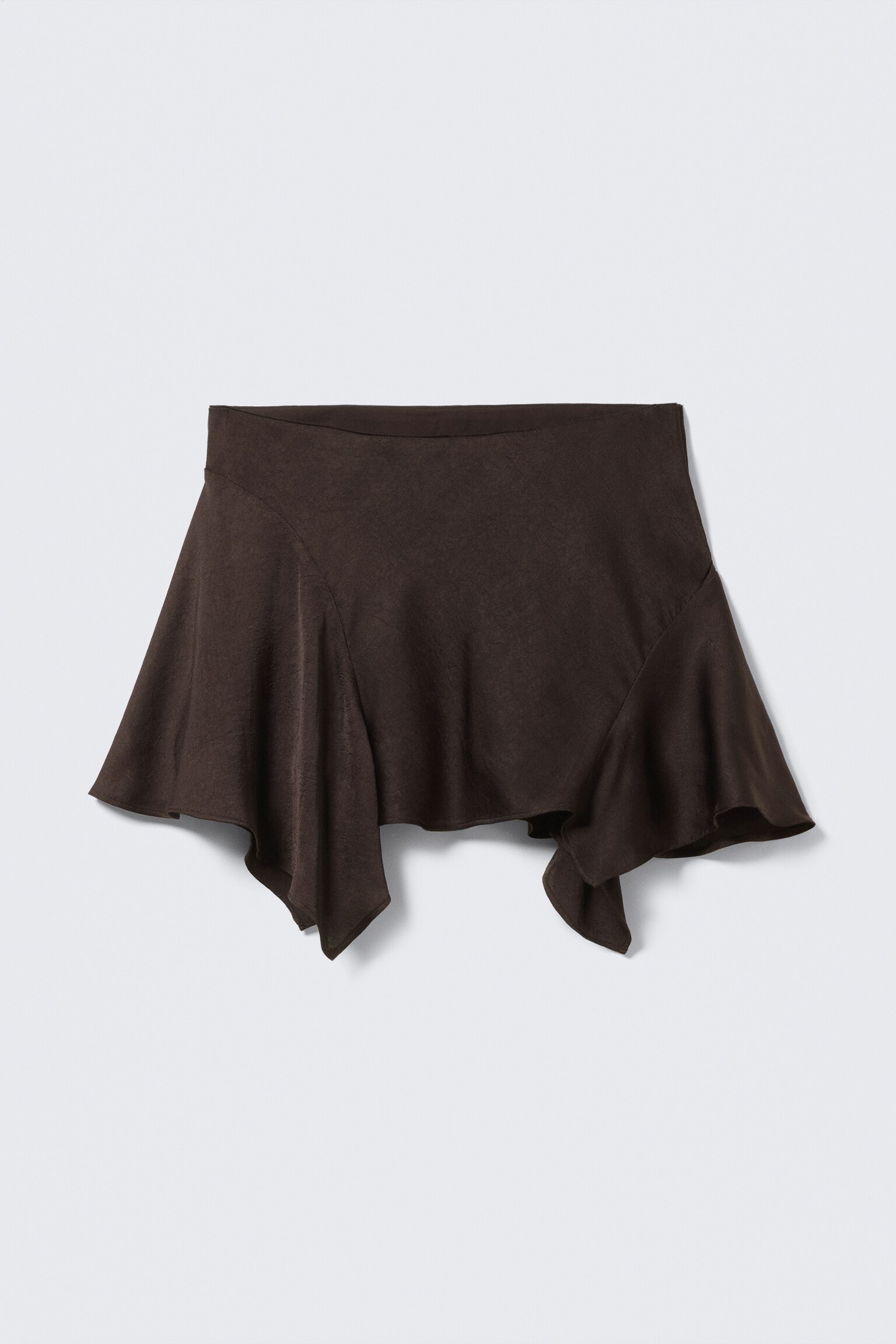 Asymmetric Mini Skirt - Dark Brown - 2