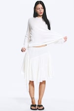 Wit - Ruimvallend T-shirt met lange mouwen - 1