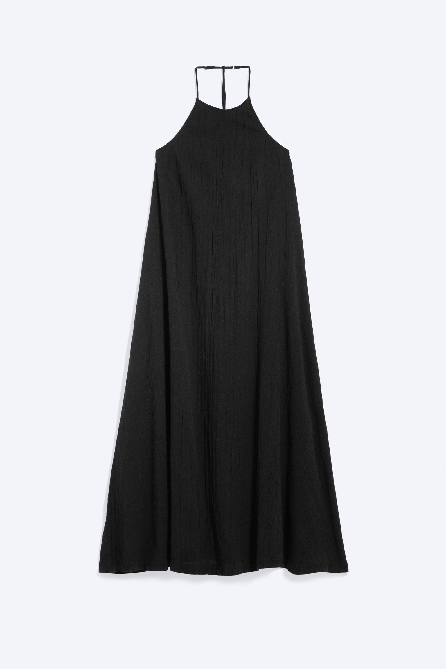 Kleid mit Wasserfallausschnitt und A-Linie - Schwarz - 1