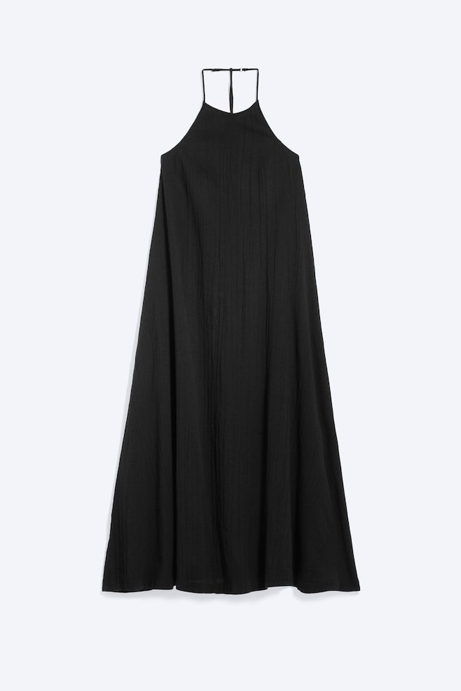 Vestido en A con escote drapeado - Negro - 1