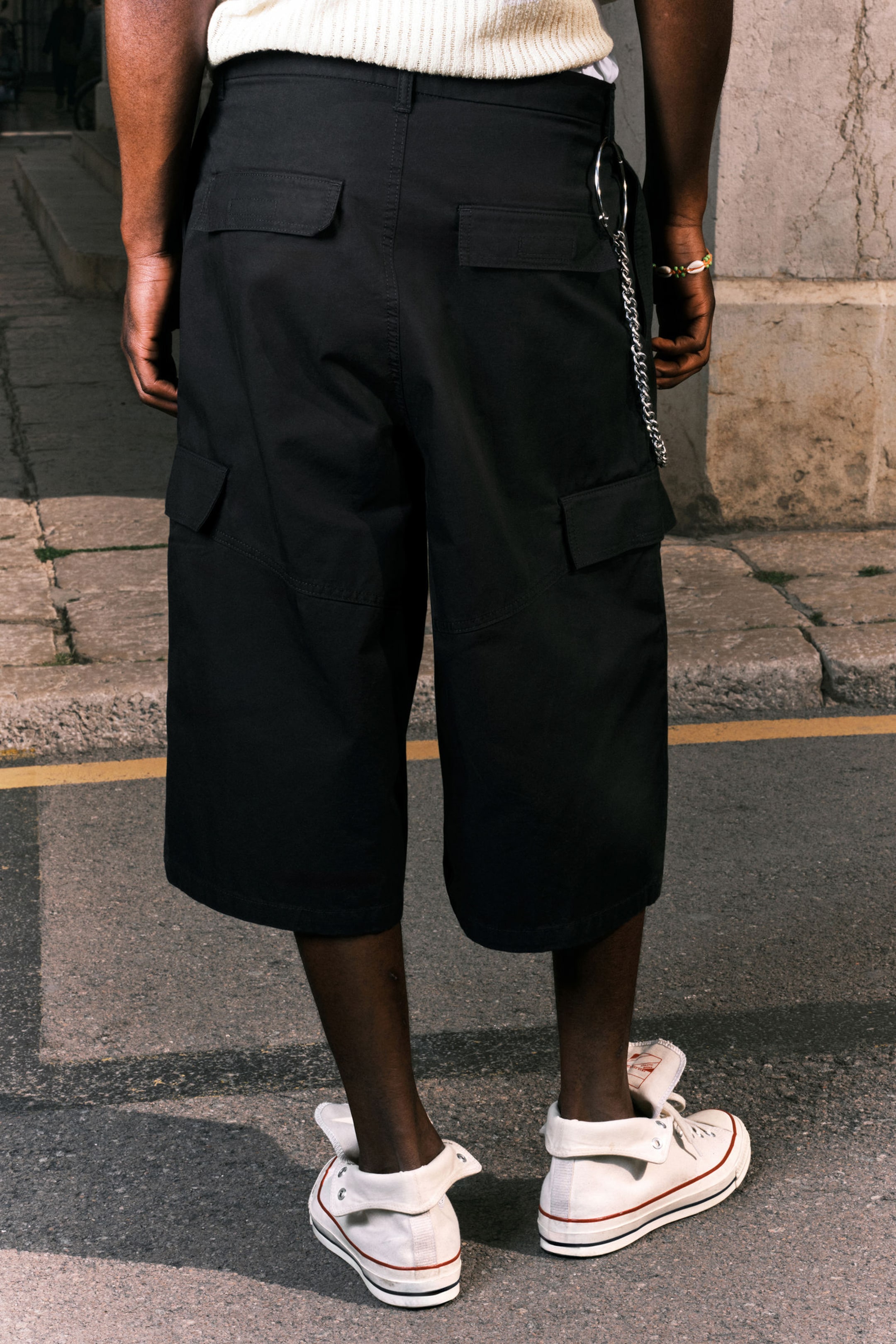 Black - Loose Utility Cotton Twill Shorts - 2