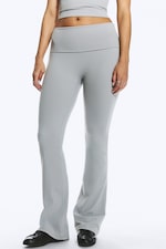 Light Dusty Grey - Folded Waist Flared Yoga Tights - 1